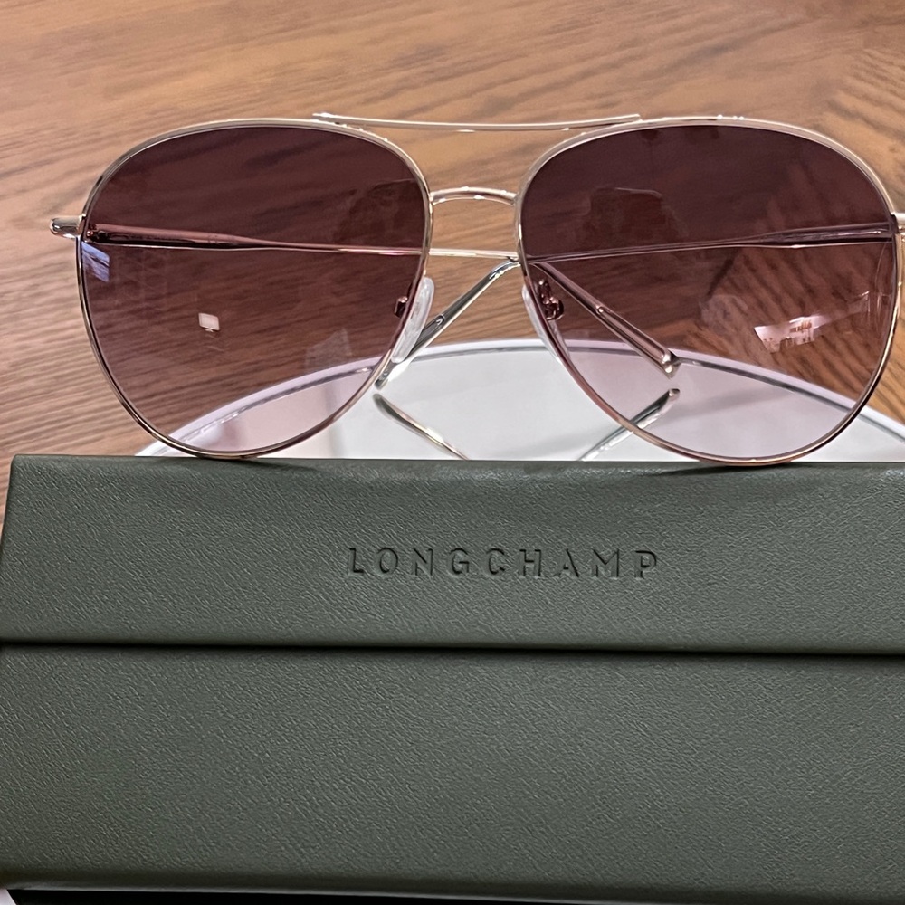 French Longchamp Designer Aviator Gold  Sunglasses